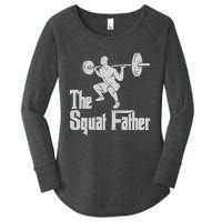 The Squat Father Funny Dad Workout Weights Gym Fathers Day Women's Perfect Tri Tunic Long Sleeve Shirt