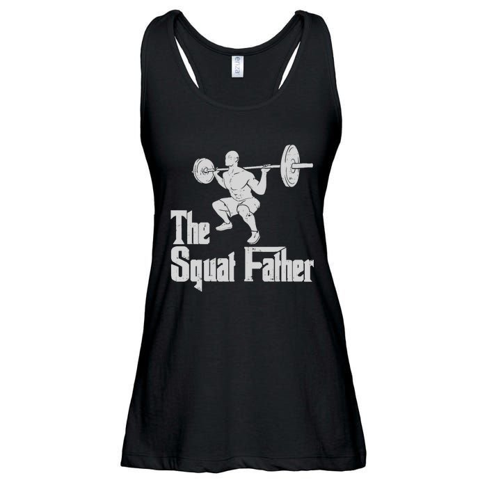 The Squat Father Funny Dad Workout Weights Gym Fathers Day Ladies Essential Flowy Tank