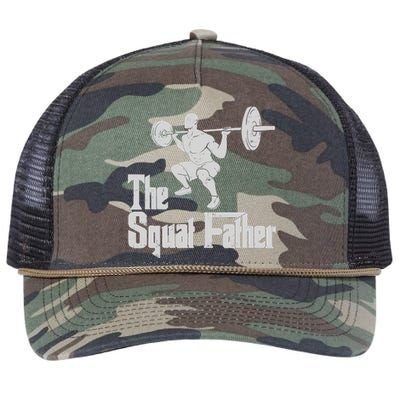 The Squat Father Funny Dad Workout Weights Gym Fathers Day Retro Rope Trucker Hat Cap