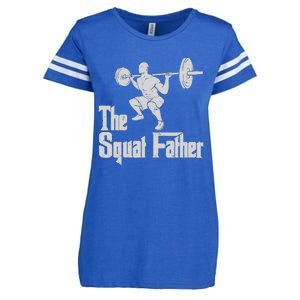 The Squat Father Funny Dad Workout Weights Gym Fathers Day Enza Ladies Jersey Football T-Shirt