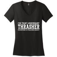 T.H.R.A.S.H.E.R Surname Funny Team Family Last Name T.H.R.A.S.H.E.R Women's V-Neck T-Shirt