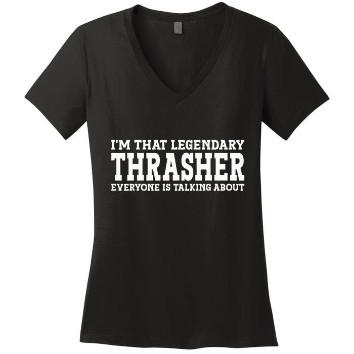 T.H.R.A.S.H.E.R Surname Funny Team Family Last Name T.H.R.A.S.H.E.R Women's V-Neck T-Shirt