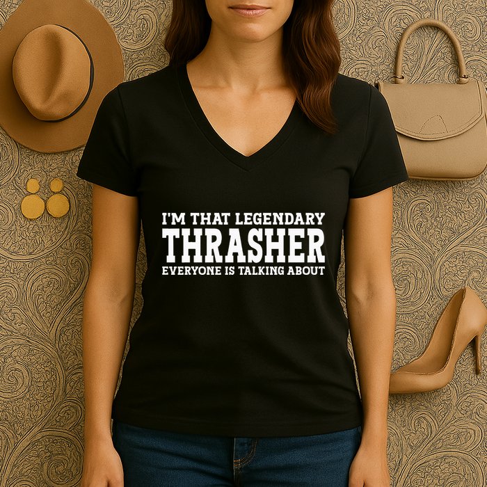 T.H.R.A.S.H.E.R Surname Funny Team Family Last Name T.H.R.A.S.H.E.R Women's V-Neck T-Shirt