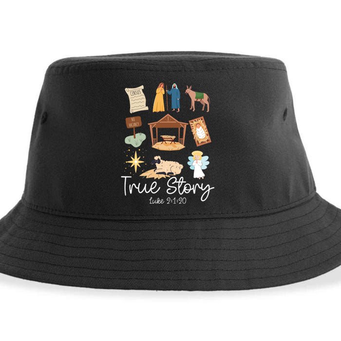 True Story Faith Based Christmas Holly Night Nativity Story Sustainable Bucket Hat