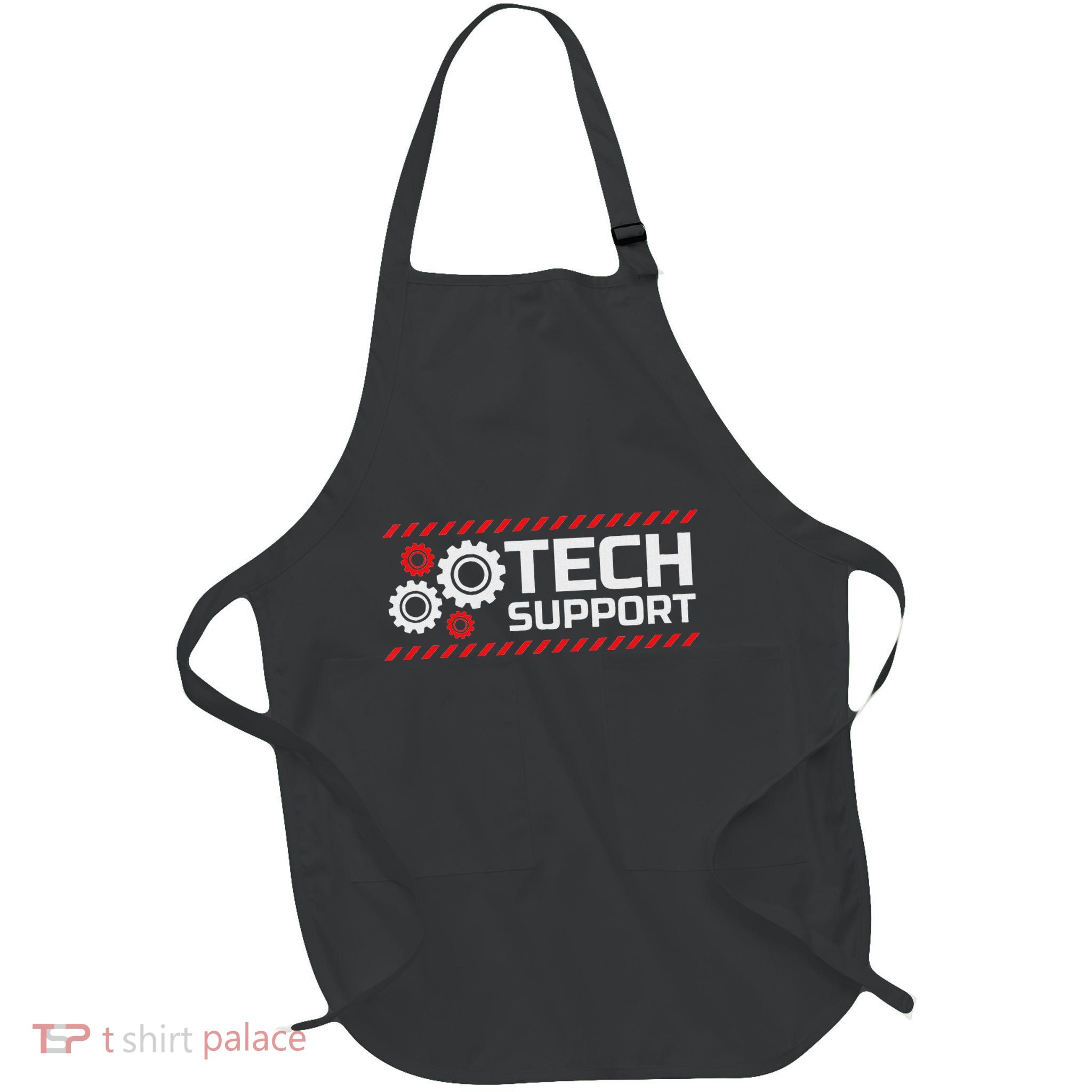 Tech Support Funny Full-Length Apron With Pockets