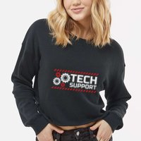 Tech Support Funny Cropped Pullover Crew