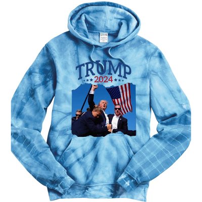 Trump Short Fist Pumped 2024 Pray For Trump NeverS Give Up Tie Dye Hoodie