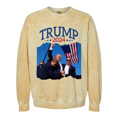 Trump Short Fist Pumped 2024 Pray For Trump NeverS Give Up Colorblast Crewneck Sweatshirt