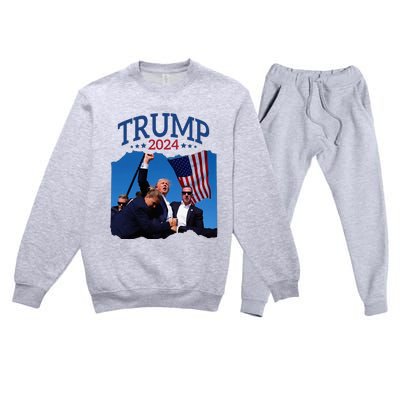 Trump Short Fist Pumped 2024 Pray For Trump NeverS Give Up Premium Crewneck Sweatsuit Set