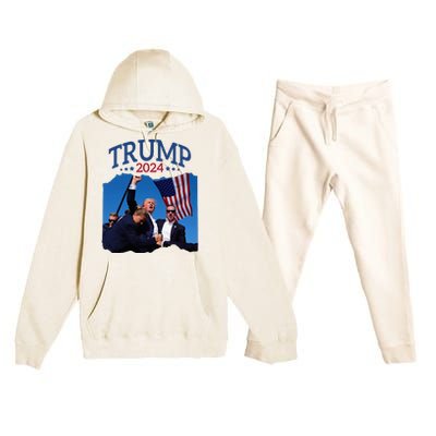 Trump Short Fist Pumped 2024 Pray For Trump NeverS Give Up Premium Hooded Sweatsuit Set