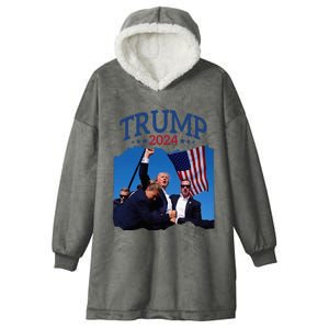 Trump Short Fist Pumped 2024 Pray For Trump NeverS Give Up Hooded Wearable Blanket