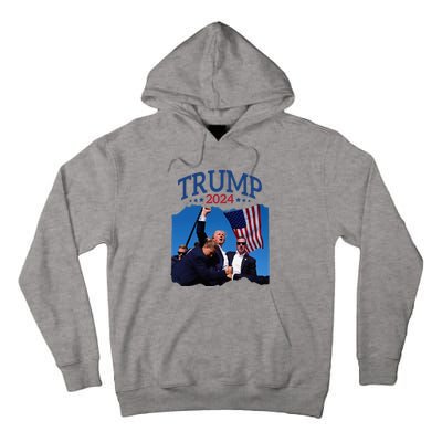 Trump Short Fist Pumped 2024 Pray For Trump NeverS Give Up Tall Hoodie