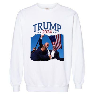 Trump Short Fist Pumped 2024 Pray For Trump NeverS Give Up Garment-Dyed Sweatshirt