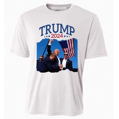 Trump Short Fist Pumped 2024 Pray For Trump NeverS Give Up Cooling Performance Crew T-Shirt