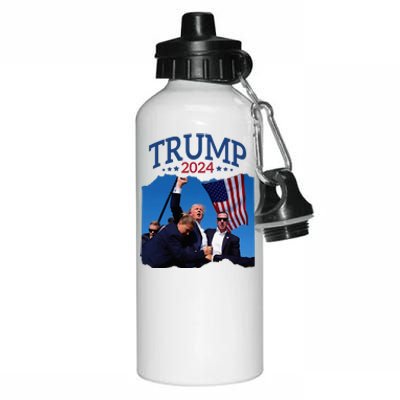 Trump Short Fist Pumped 2024 Pray For Trump NeverS Give Up Aluminum Water Bottle