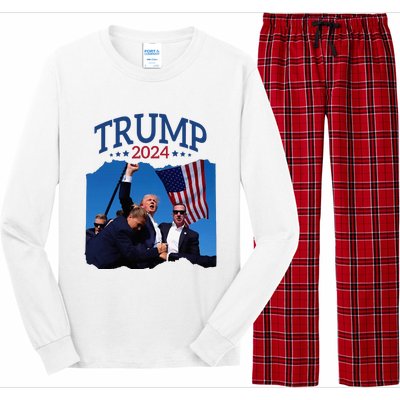 Trump Short Fist Pumped 2024 Pray For Trump NeverS Give Up Long Sleeve Pajama Set