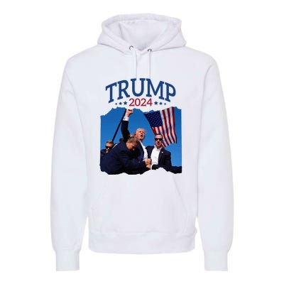 Trump Short Fist Pumped 2024 Pray For Trump NeverS Give Up Premium Hoodie