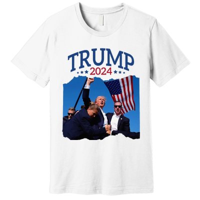 Trump Short Fist Pumped 2024 Pray For Trump NeverS Give Up Premium T-Shirt