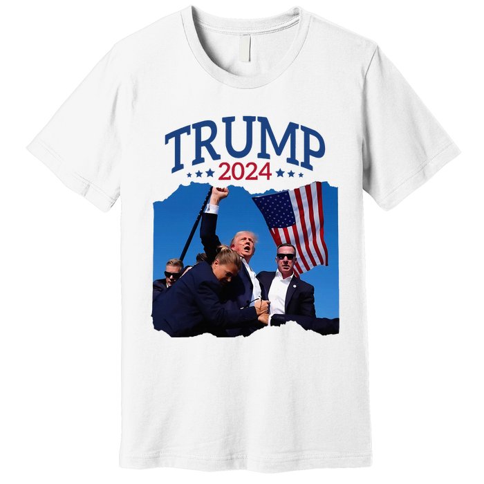 Trump Short Fist Pumped 2024 Pray For Trump NeverS Give Up Premium T-Shirt