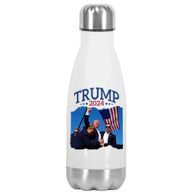 Trump Short Fist Pumped 2024 Pray For Trump NeverS Give Up Stainless Steel Insulated Water Bottle