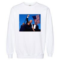 Trump Shot Fist Pump Usa Maga Garment-Dyed Sweatshirt