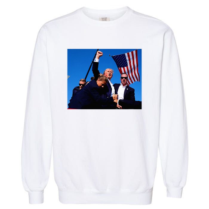 Trump Shot Fist Pump Usa Maga Garment-Dyed Sweatshirt