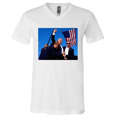 Trump Shot Fist Pump Usa Maga V-Neck T-Shirt