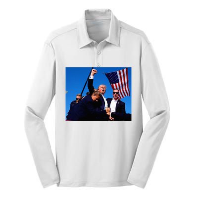 Trump Shot Fist Pump Usa Maga Silk Touch Performance Long Sleeve Polo