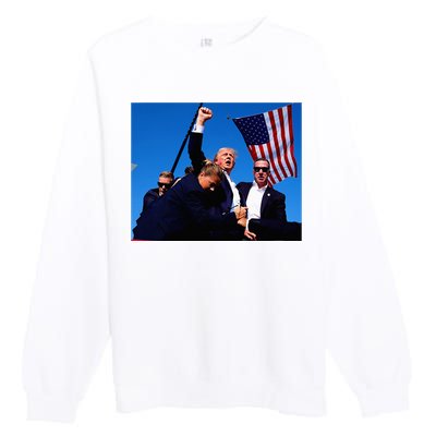 Trump Shot Fist Pump Usa Maga Premium Crewneck Sweatshirt