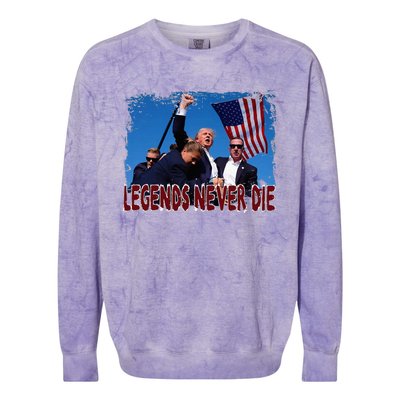 Trump Shot Fist Pumped 2024 Pray For Trump Legends Never Die Colorblast Crewneck Sweatshirt