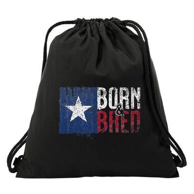 Texas State Flag Pride Born & Bred Native Home Drawstring Bag