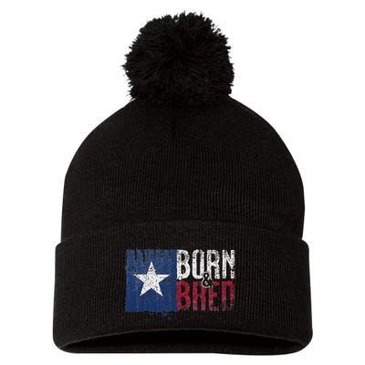 Texas State Flag Pride Born & Bred Native Home Pom Pom 12in Knit Beanie