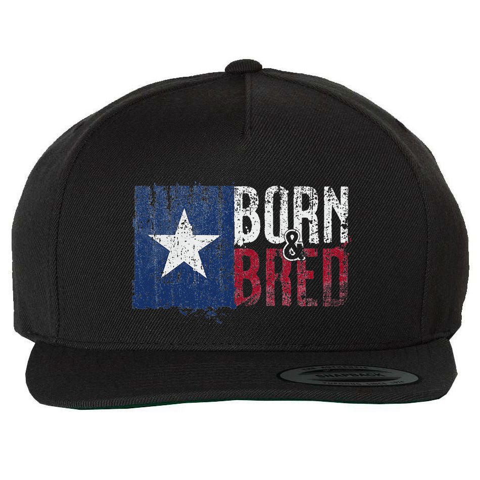 Texas State Flag Pride Born & Bred Native Home Wool Snapback Cap