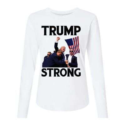 Trump Strong Fist Hand Us Vote Trump 2024 Survives Rally Womens Cotton Relaxed Long Sleeve T-Shirt