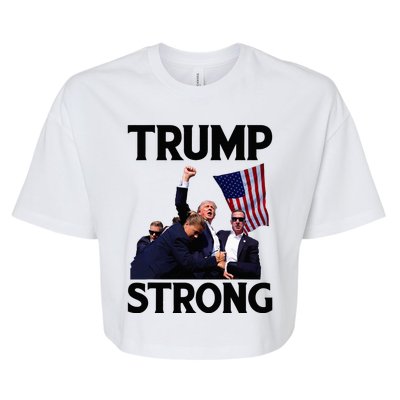 Trump Strong Fist Hand Us Vote Trump 2024 Survives Rally Bella+Canvas Jersey Crop Tee