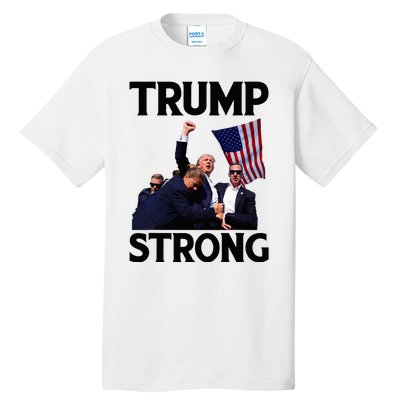 Trump Strong Fist Hand Us Vote Trump 2024 Survives Rally Tall T-Shirt