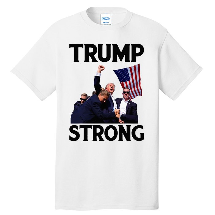 Trump Strong Fist Hand Us Vote Trump 2024 Survives Rally Tall T-Shirt