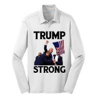 Trump Strong Fist Hand Us Vote Trump 2024 Survives Rally Silk Touch Performance Long Sleeve Polo