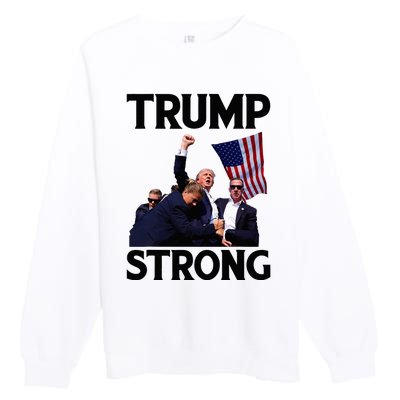 Trump Strong Fist Hand Us Vote Trump 2024 Survives Rally Premium Crewneck Sweatshirt