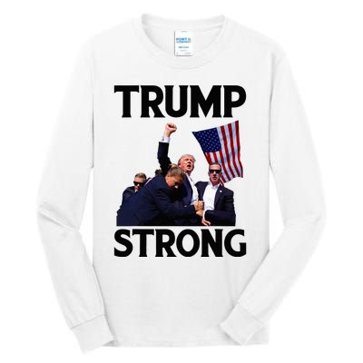 Trump Strong Fist Hand Us Vote Trump 2024 Survives Rally Tall Long Sleeve T-Shirt