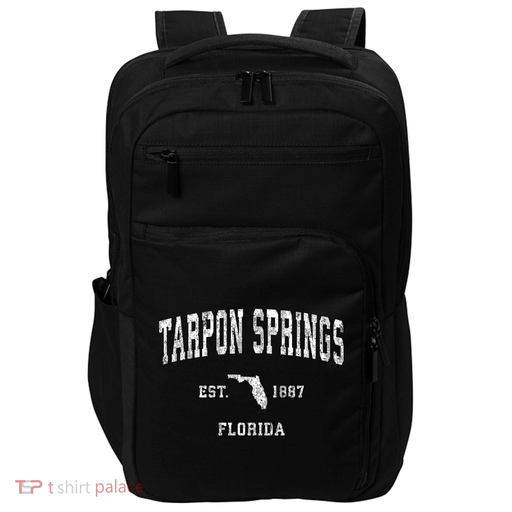 Tarpon Springs Florida Fl Vintage Athletic Sports Design Established Impact Tech Backpack