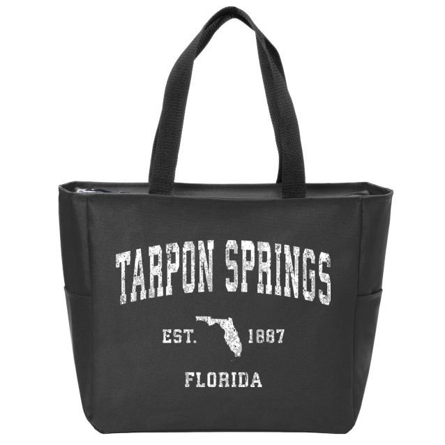 Tarpon Springs Florida Fl Vintage Athletic Sports Design Established Zip Tote Bag