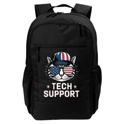 Tech Support Funny American Flag Cat Funny Cat Squad Daily Commute Backpack