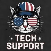 Tech Support Funny American Flag Cat Funny Cat Squad Trucker Hat