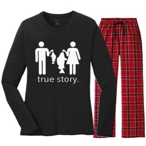 True Story Fishing Women's Long Sleeve Flannel Pajama Set 