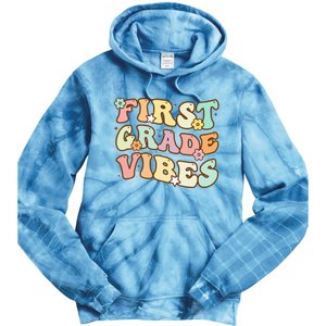 To School First Grade Vibes Retro Teacher Women Tie Dye Hoodie