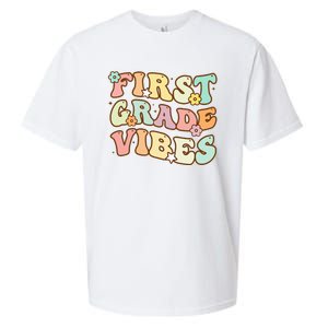 To School First Grade Vibes Retro Teacher Women Sueded Cloud Jersey T-Shirt