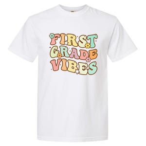 To School First Grade Vibes Retro Teacher Women Garment-Dyed Heavyweight T-Shirt