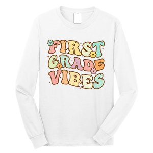 To School First Grade Vibes Retro Teacher Women Long Sleeve Shirt