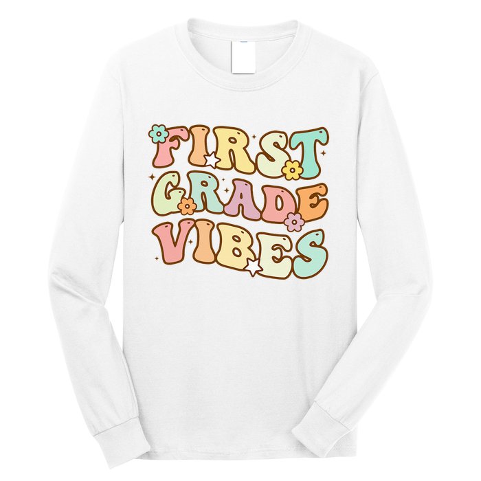 To School First Grade Vibes Retro Teacher Women Long Sleeve Shirt